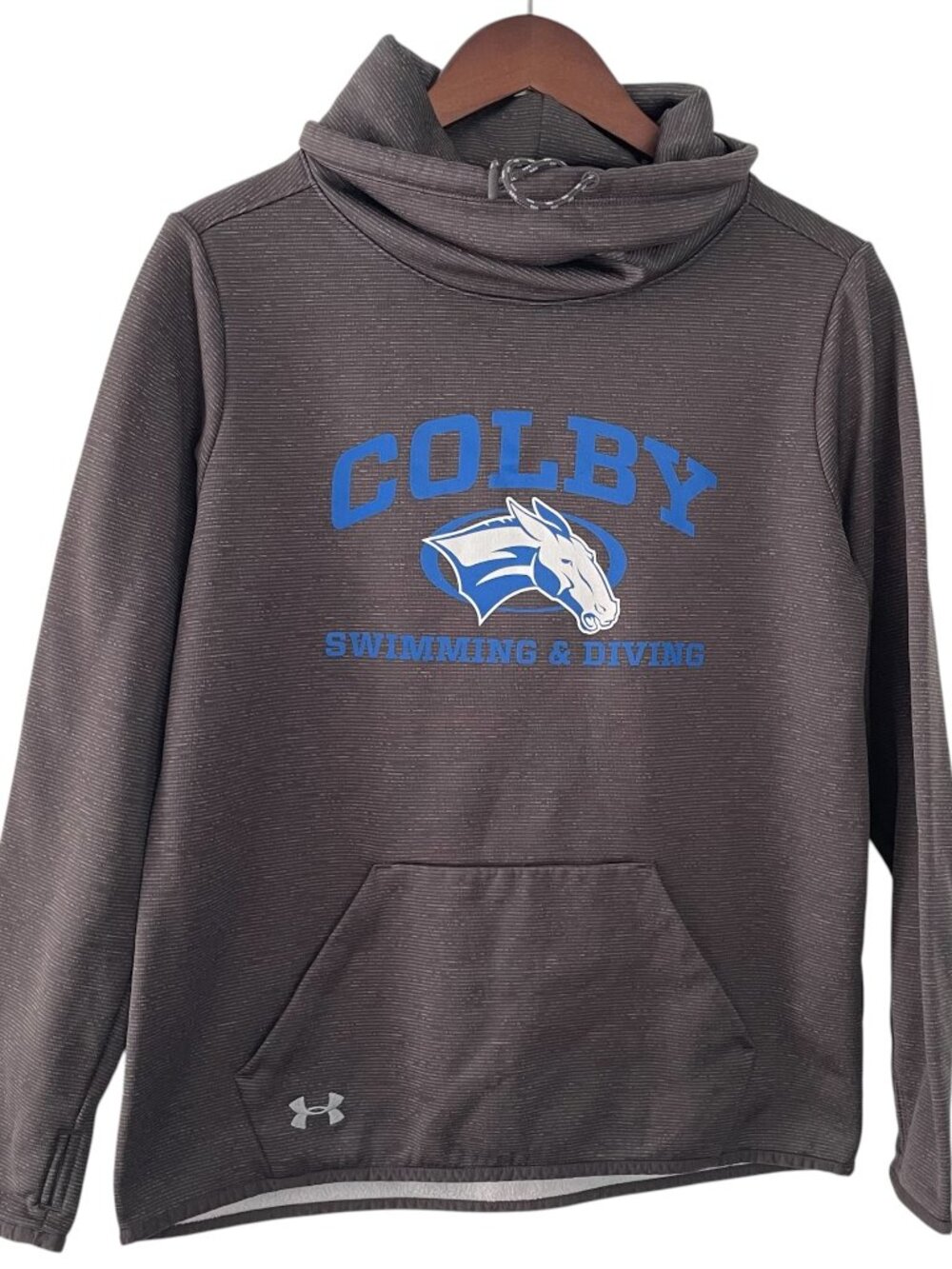 Under Armour Colby College Mules Cowl Neck Sweatshirt M Gray Swimming & Diving